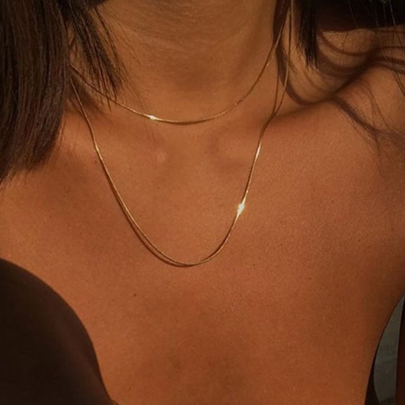 Jewelry - Real 18K Gold Platted Layered Snake Chain Necklace